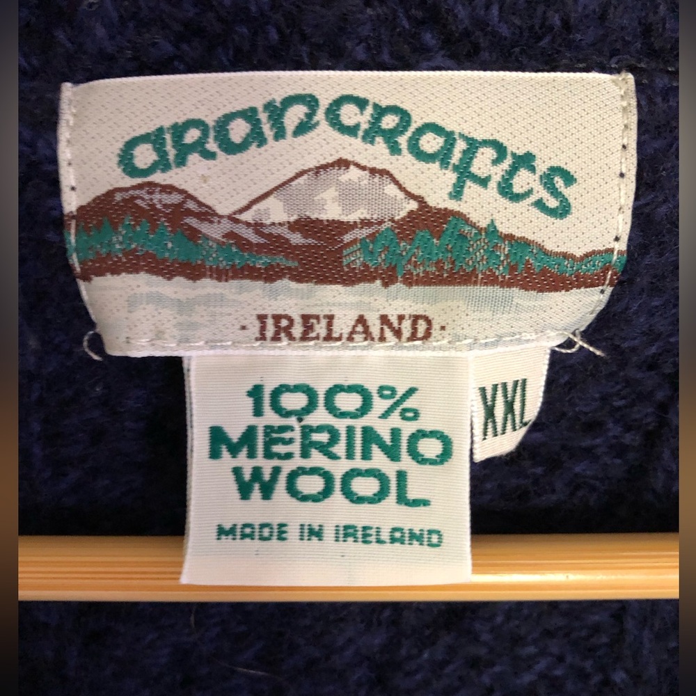 AranCrafts Navy Knit Wool Cardigan - Picture 9 of 9
